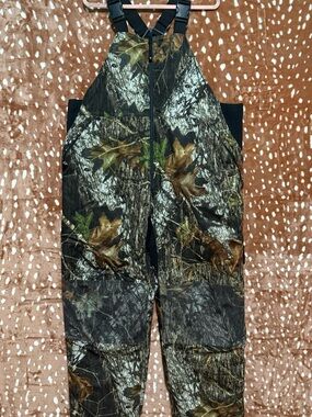 Men's Realtree Camo Bib Overalls - Brown/Green Leaf Print